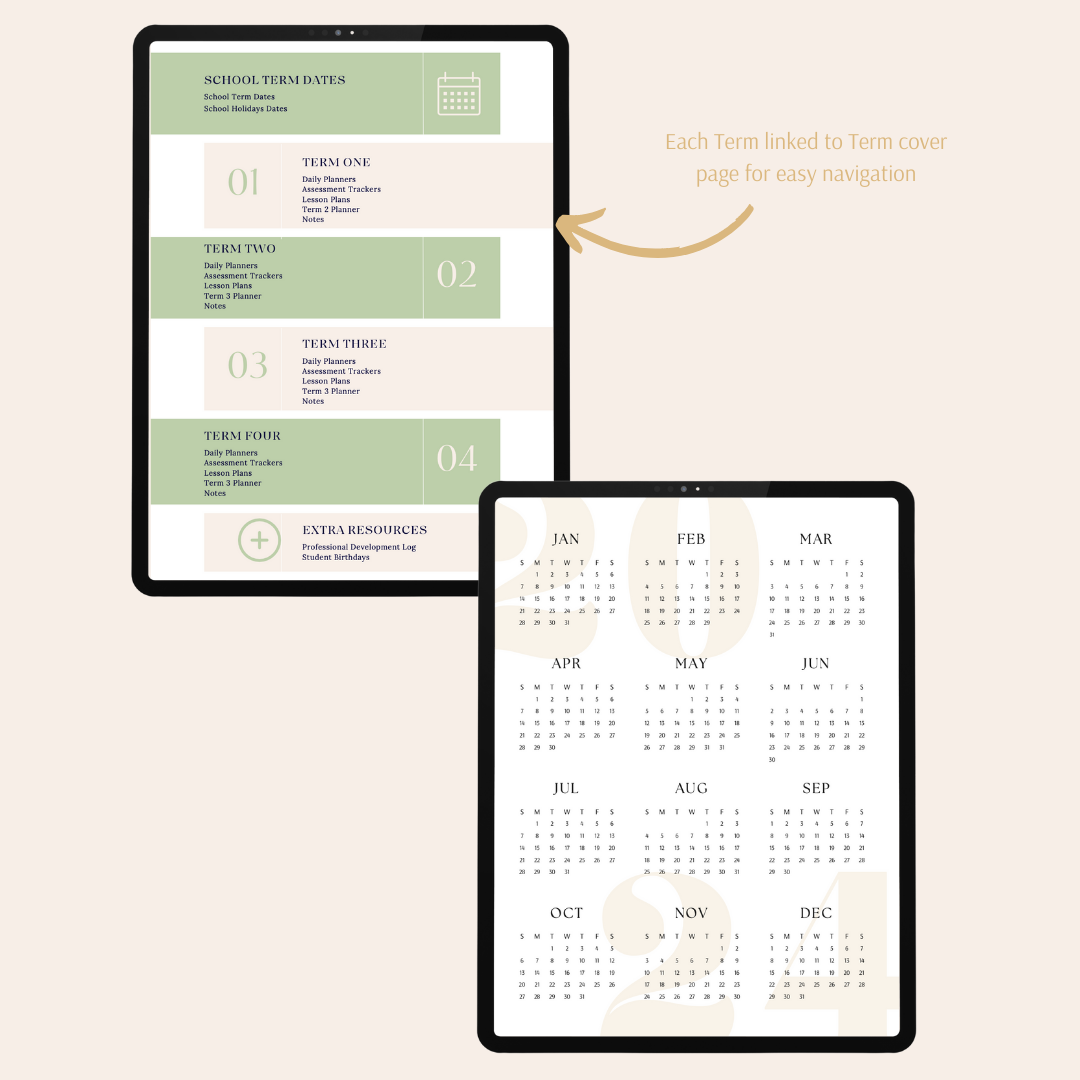 2024 Digital Teacher Planner - Leather Look