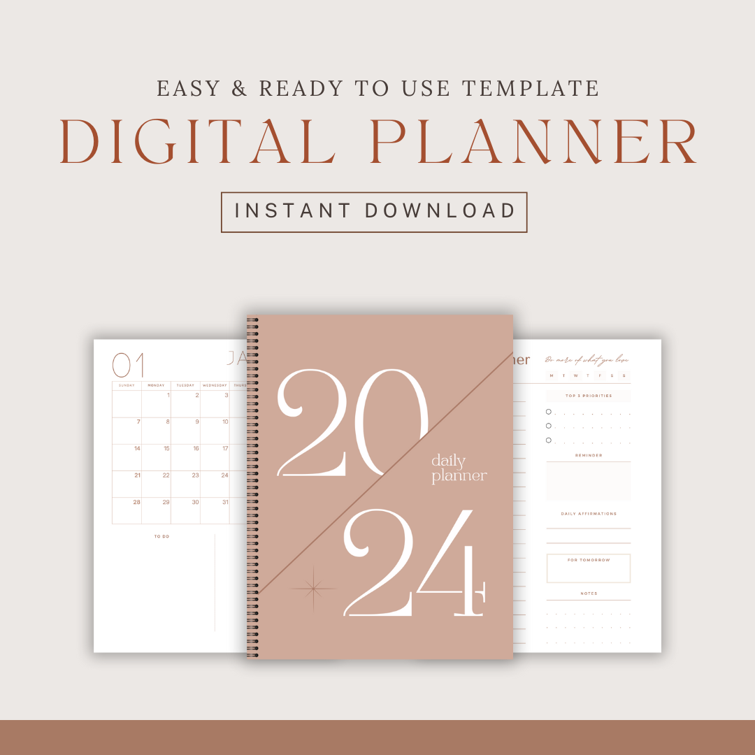 2024 Digital Daily Planner - Brown