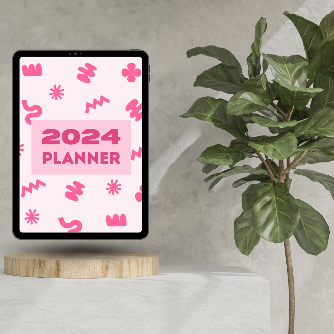 2024 Digital Daily Planner - Pink Abstract