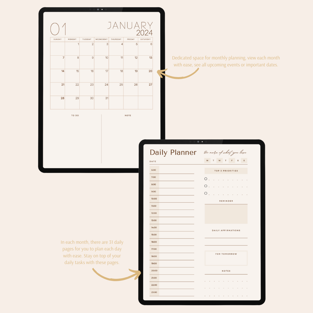 2024 Digital Daily Planner - Flower